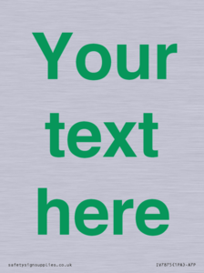 Custom blank information sign. Green text, plain background
